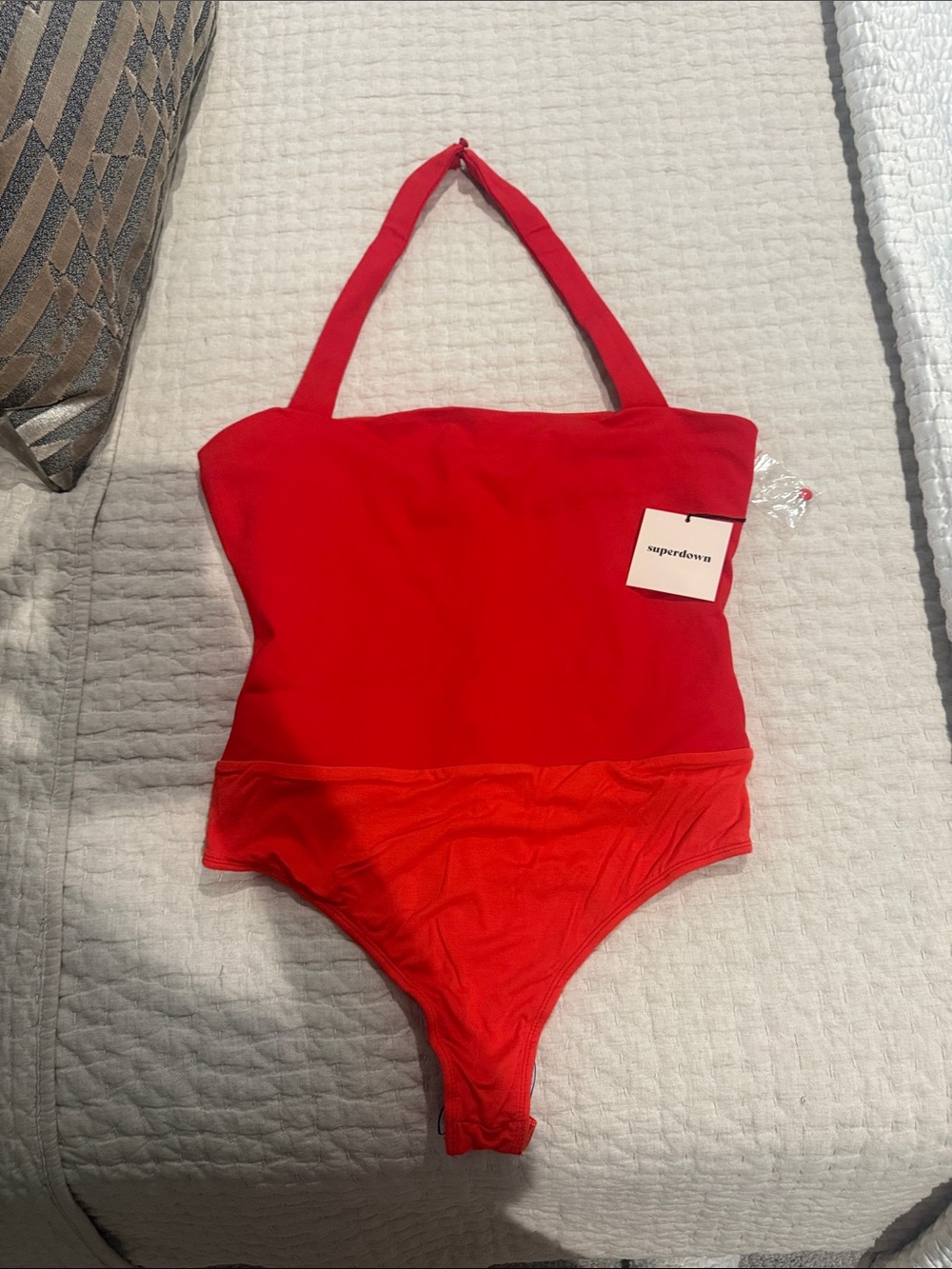 superdown womens Red Halter One-Piece bodysuit